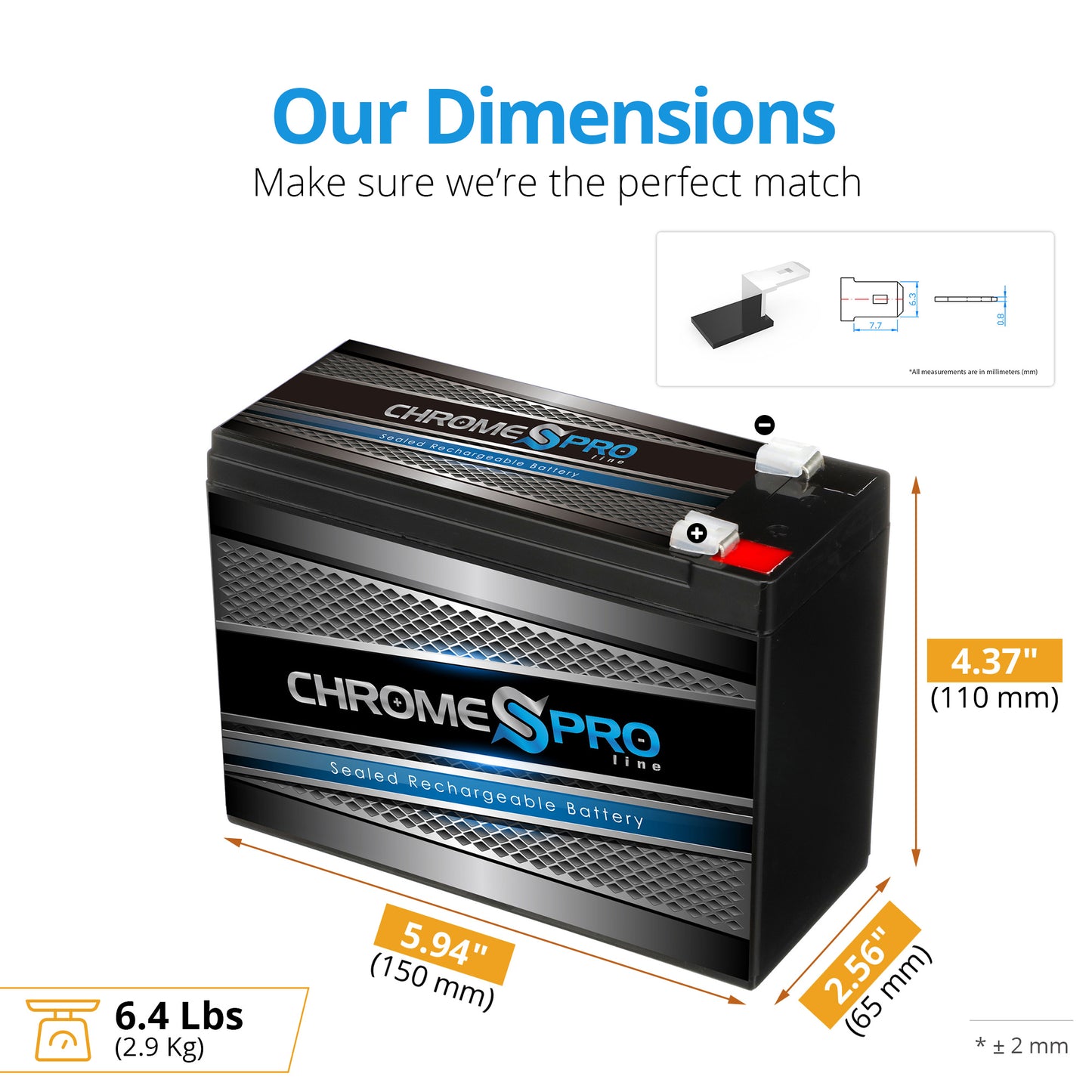 12V 10AH Sealed Lead Acid (SLA) Battery - T2 Terminals