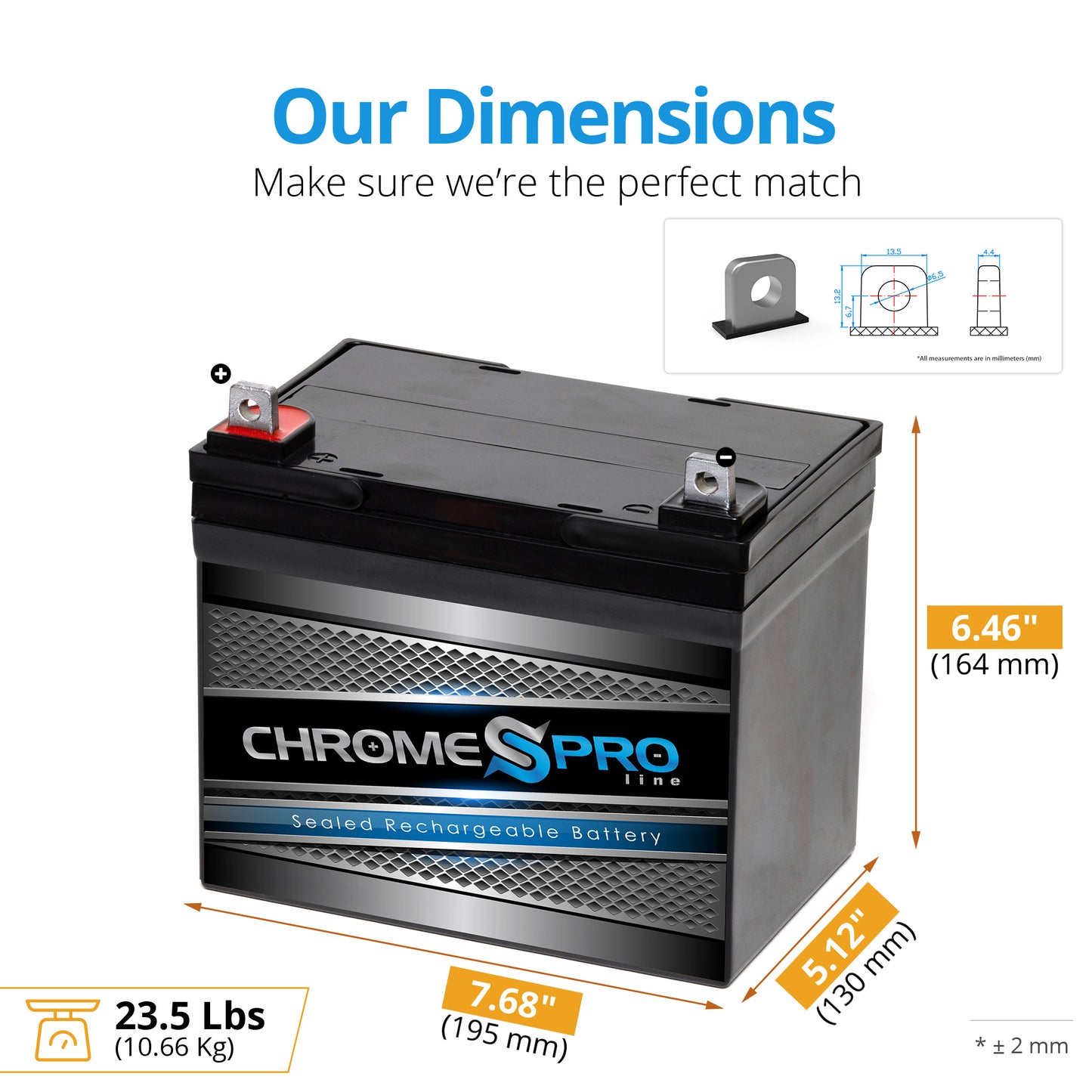 12V 35AH Sealed Lead Acid Battery  - Nut & Bolt Terminals