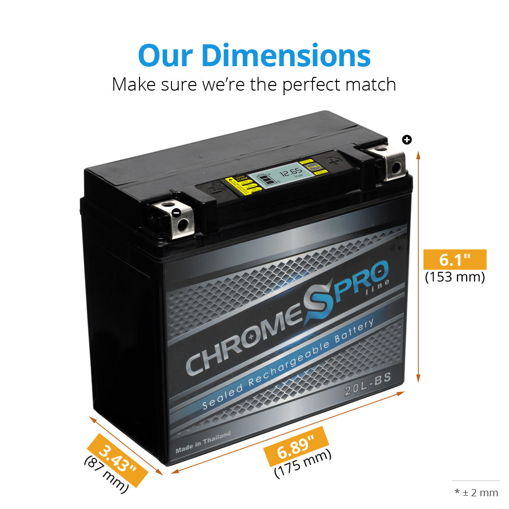 YTX20L-BS Chrome Pro Series iGel Battery