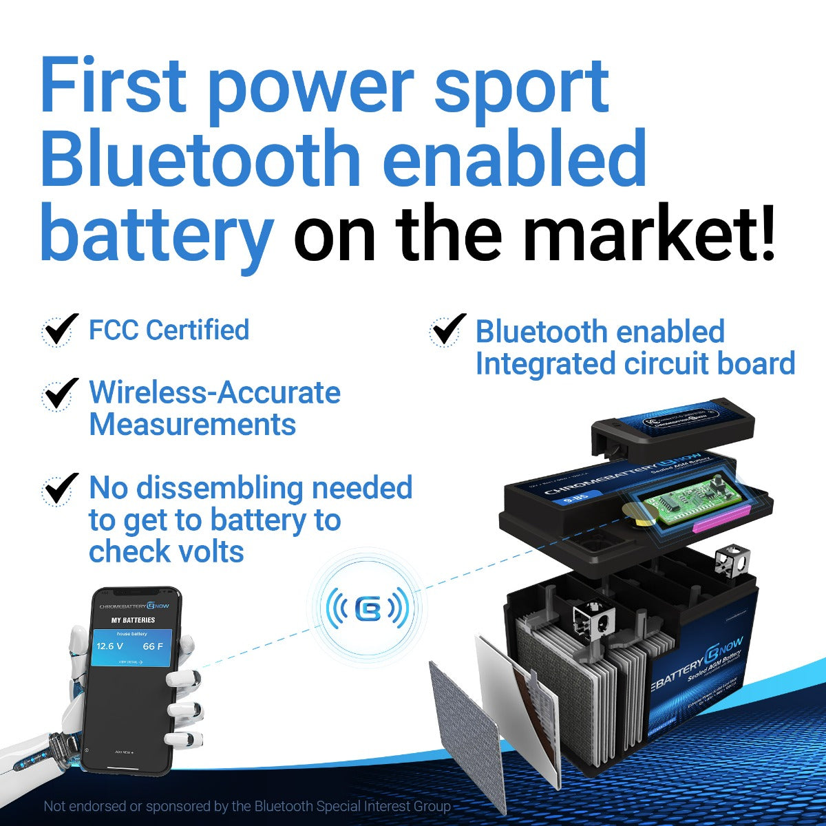 YTX14-BS Intelligent Bluetooth Enabled Motorcycle Battery