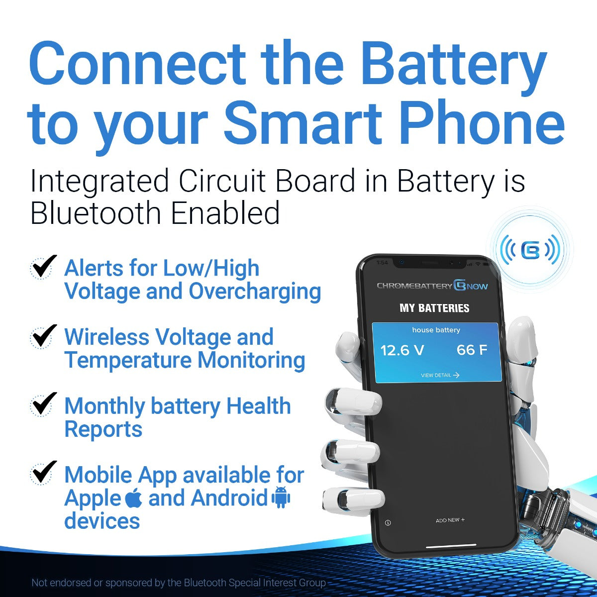 YTX14-BS Intelligent Bluetooth Enabled Motorcycle Battery