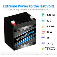 12V 4.5AH Sealed Lead Acid (SLA) Battery - T1 Terminals